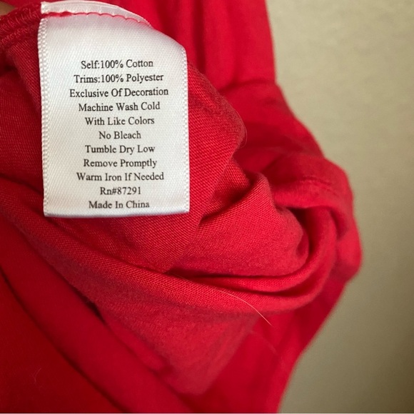 Johnny Was red A line embroidered dress cotton - Picture 8 of 10